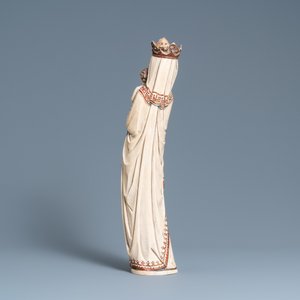 A large polychromed ivory figure of a Madonna with child, France, 19th C. — photo 4