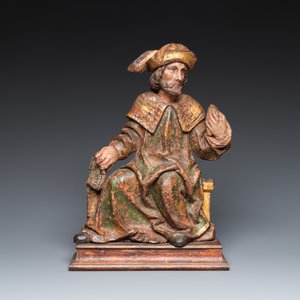 A large polychromed wood sculpture of a prophet, Flanders, 15/16th C. — 照片 2