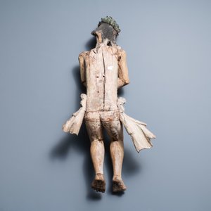 A large polychromed wooden figure of the Pensive Christ, Flanders, folk art, 16th C. — 照片 2