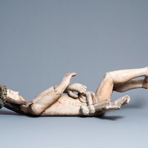 A large polychromed wooden figure of the Pensive Christ, Flanders, folk art, 16th C. — 照片 3