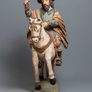 A large polychromed wooden group with Saint James of Compostela on horseback, Spain, 16th C. — 照片 3