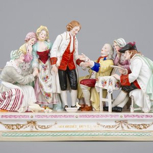 A large porcelain group, L'accordee du village, 19/20th C., after J-B Greuze — 照片 1