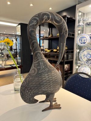 A large Qajar damascened steel bird-form sculpture, Persia, 19th C. — 照片 1