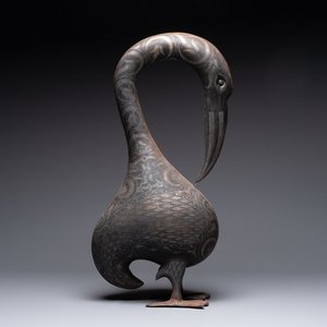 A large Qajar damascened steel bird-form sculpture, Persia, 19th C. — 照片 1