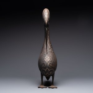 A large Qajar damascened steel bird-form sculpture, Persia, 19th C. — 照片 2