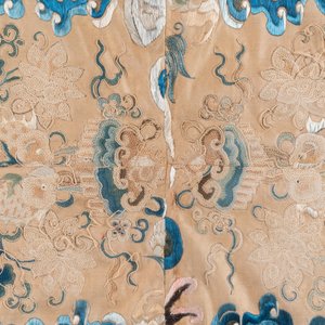 A large rectangular Chinese gold thread-embroidered silk panel decorated with four four-clawed dragons, Qing — photo 9