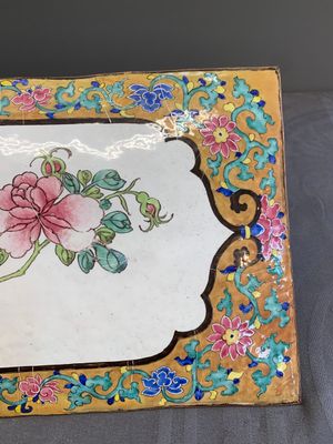 A large rectangular Chinese gold-yellow-ground Canton enamel plaque with fine floral design, Yongzheng — photo 9