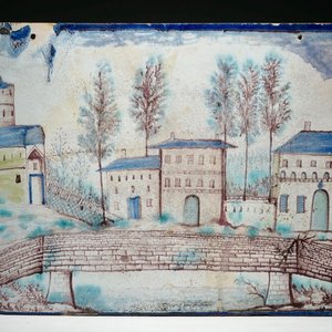 A large rectangular topographical faience plaque, poss. Gmunden, Austria, 2nd half 18th C. — 照片 1