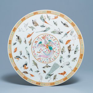 A large round Chinese famille rose 'birds' plaque, 19/20th C. — photo 1