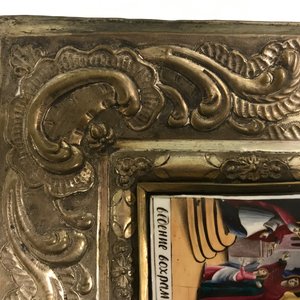 A large Russian gilt copper icon with porcelain plaques, 19th C. — 照片 22