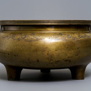 A large silver and brass-inlaid bronze incense burner, China or Vietnam, 19th C. — photo 2