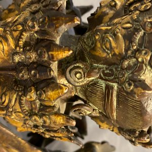 A large Sino-Tibetan coral-inlaid gilt bronze figure of Kapaladhara Hevajra, 18/19th C. — 照片 30