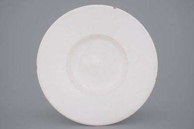 A large white monochrome Delftware dish, 17/18th C.