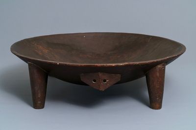 A large wooden Tanoa Dina or Kava bowl, Fiji, 19th C.