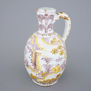 A large yellow and manganese chinoiserie jug, Frankfurt or Delft, 17th C. — 照片 1
