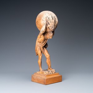 A limewood figure of Atlas carrying the globe, Germany, ca. 1700 — photo 1