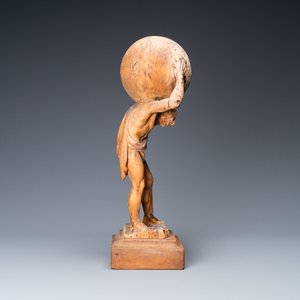 A limewood figure of Atlas carrying the globe, Germany, ca. 1700 — photo 5