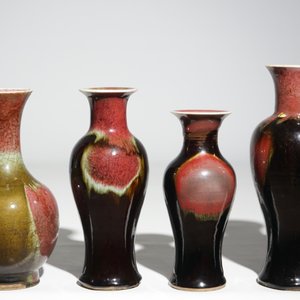 A lot of 4 Chinese flambe glazed vases, 19/20th C. — photo 3