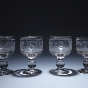 A lot of 4 engraved masonic glasses (freemasonry), 20th C. — 照片 2