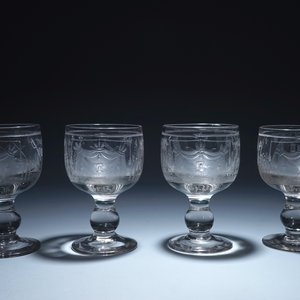 A lot of 4 engraved masonic glasses (freemasonry), 20th C. — 照片 5