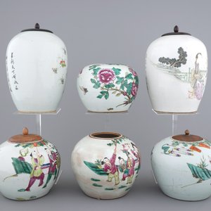 A lot of 6 Chinese famille rose ginger jars, 19/20th C. — 照片 4