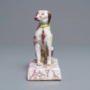 A manganese and yellow Brussels faience model of a dog, 18th C. — 照片 3