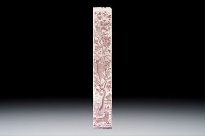 A manganese Dutch Delft 26-piece tile pillar, 18th C.
