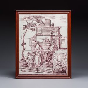 A manganese Dutch Delft tile mural, Aalmis, Rotterdam, 18th C. — 照片 1