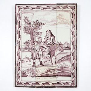 A manganese Dutch Delft tile mural of The Flight into Egypt, 19th C. — photo 1