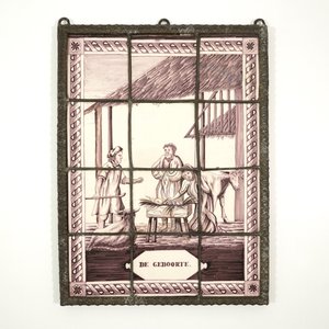A manganese Dutch Delft tile panel and three Delft dishes, 18/19th C. — photo 5