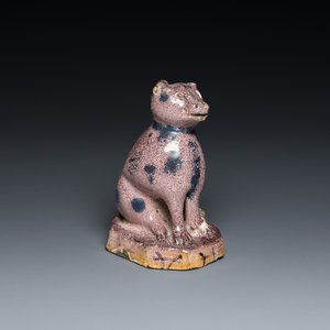 A manganese faience model of a cat, probably northern France, dated 1709 — photo 1
