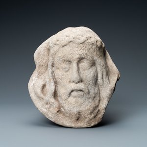 A marble medallion depicting the head of Christ, prob. Italy, 15/16th C. — 照片 1