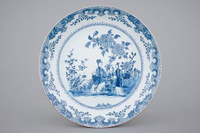 A massive Chinese blue and white deep round dish, Qianlong, 18th C.