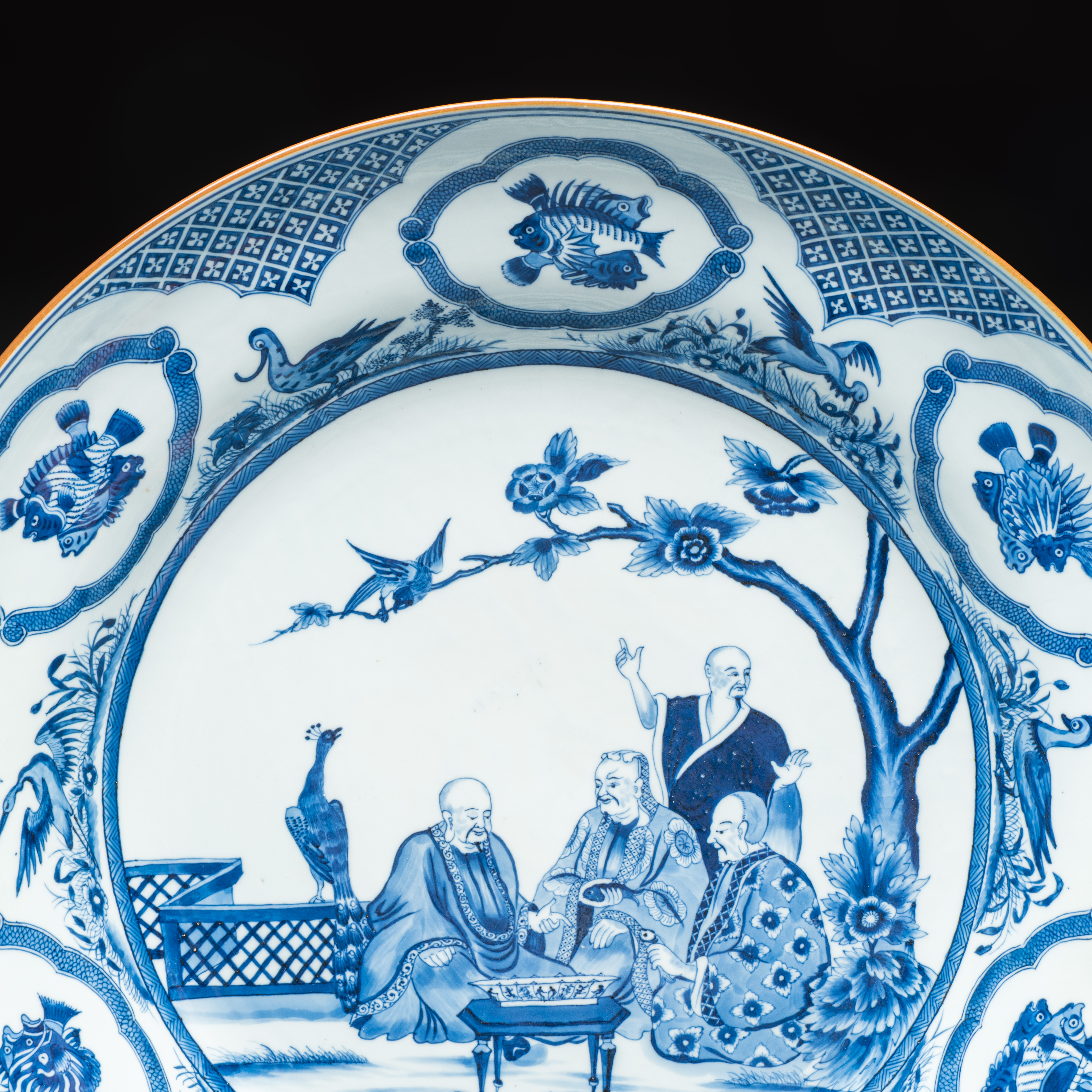 A massive Chinese blue and white 'Doctor's Visit' dish after Cornelis Pronk — photo 3