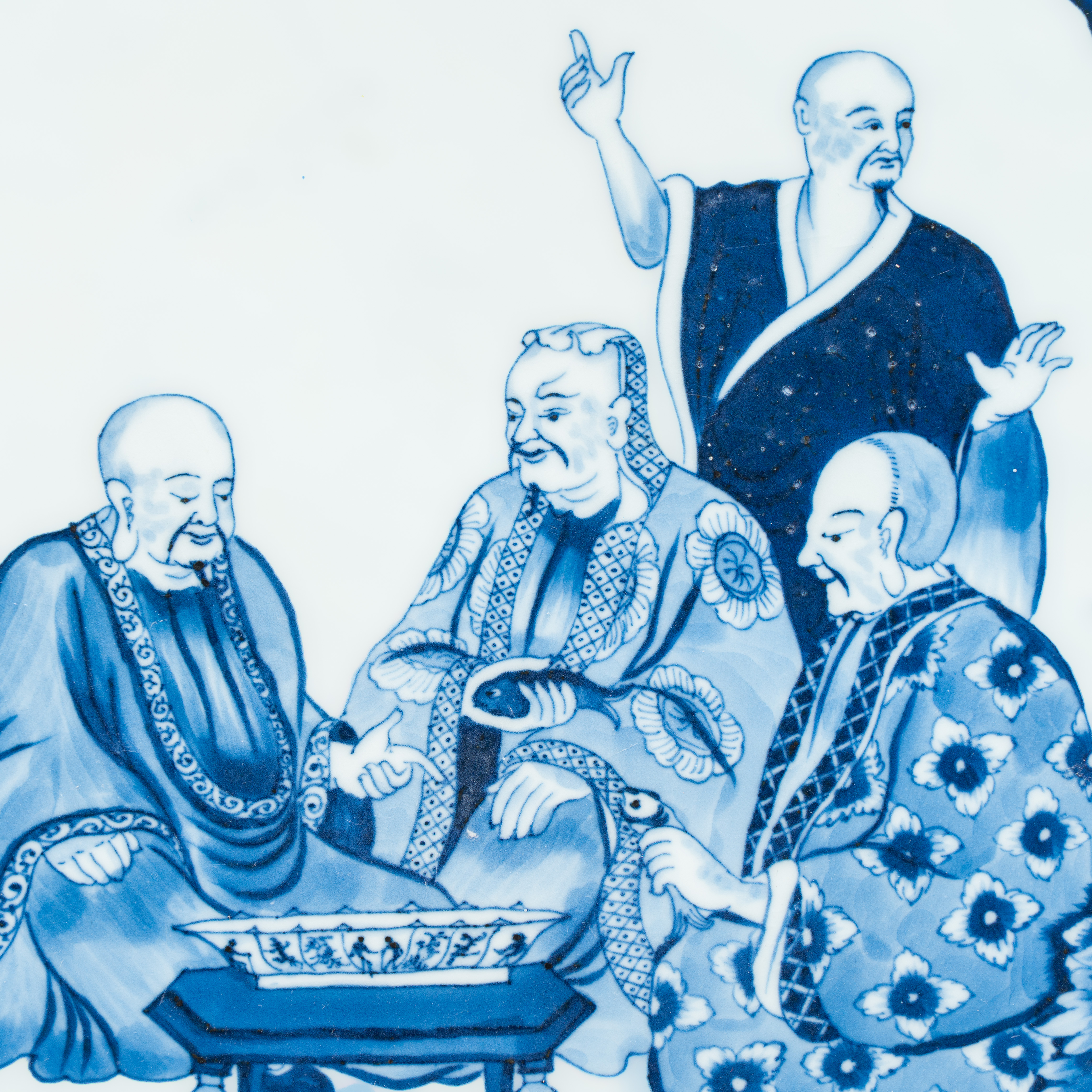 A massive Chinese blue and white 'Doctor's Visit' dish after Cornelis Pronk — photo 7