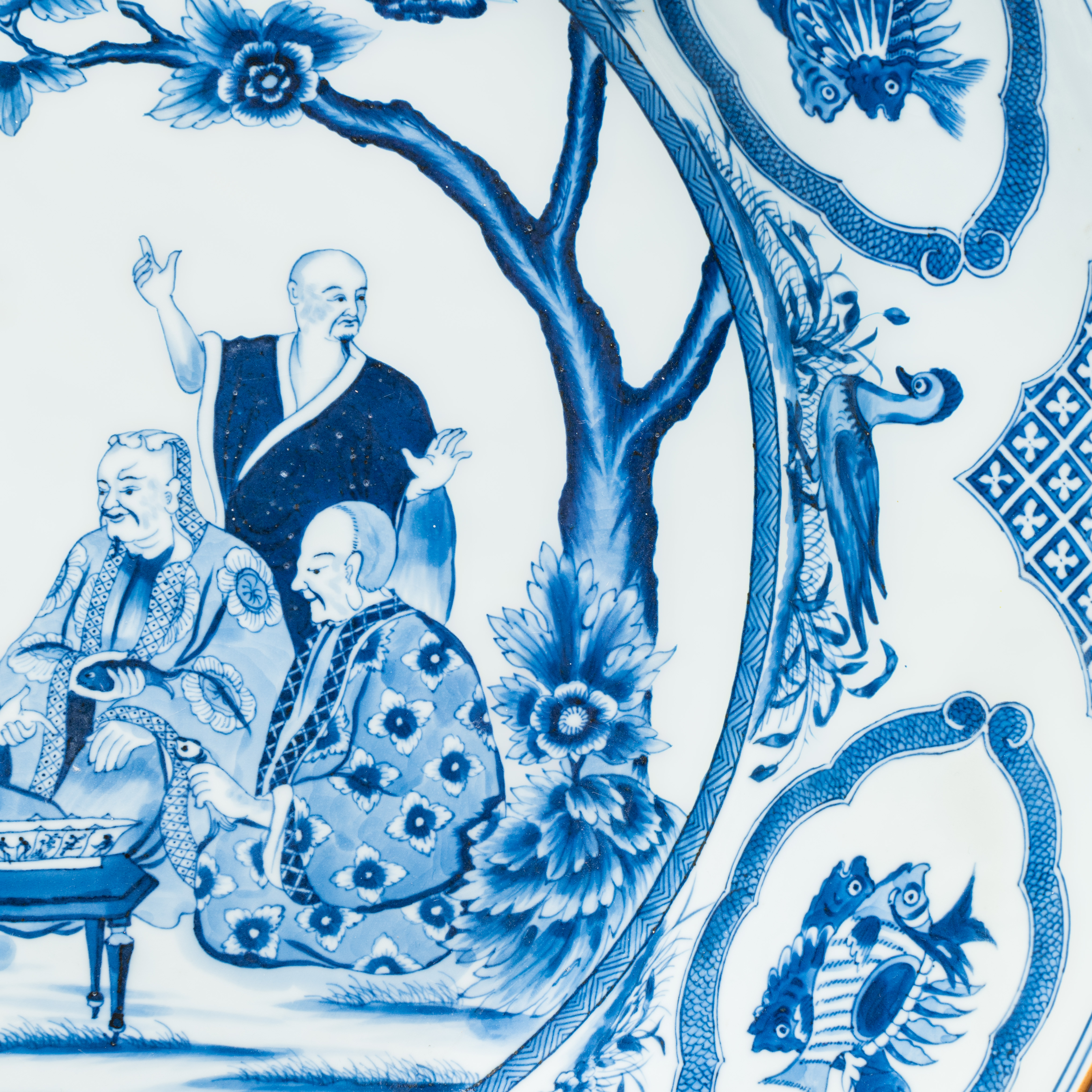 A massive Chinese blue and white 'Doctor's Visit' dish after Cornelis Pronk — photo 8