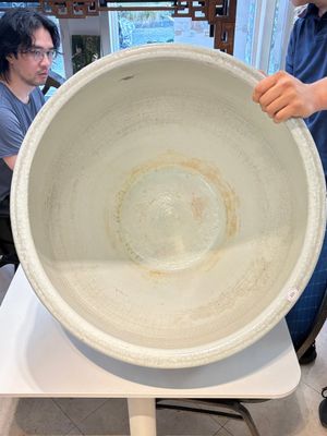 A massive Chinese blue and white 'lotus scroll' fish bowl, Qianlong/Jiaqing — photo 9