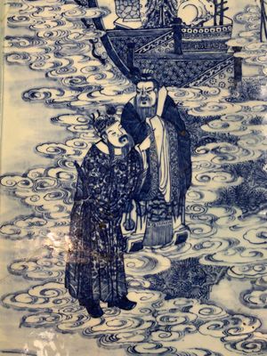 A massive Chinese blue and white rectangular 'Chang'e' tray or plaque, 19th C. — photo 5