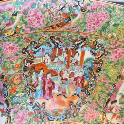 A massive Chinese Canton export famille rose punch bowl with narrative design — photo 4