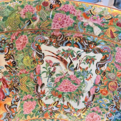 A massive Chinese Canton export famille rose punch bowl with narrative design — photo 9