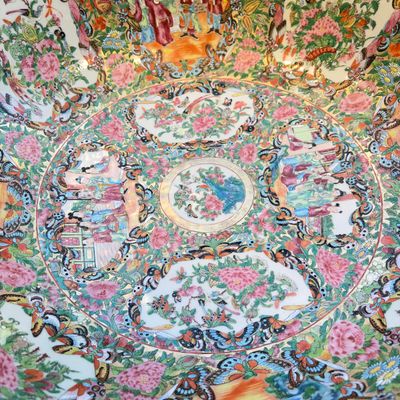 A massive Chinese Canton export famille rose punch bowl with narrative design — photo 10