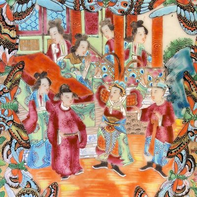 A massive Chinese Canton export famille rose punch bowl with narrative design — photo 11