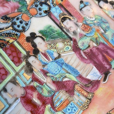 A massive Chinese Canton export famille rose punch bowl with narrative design — photo 12