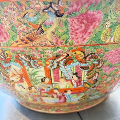 A massive Chinese Canton export famille rose punch bowl with narrative design — photo 16