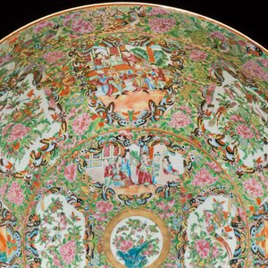 A massive Chinese Canton export famille rose punch bowl with narrative design — photo 12