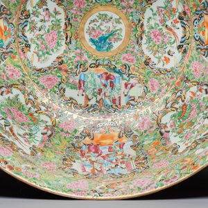 A massive Chinese Canton export famille rose punch bowl with narrative design — photo 13