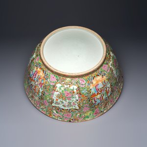 A massive Chinese Canton export famille rose punch bowl with narrative design — photo 14