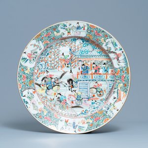 A massive Chinese famille rose 'General Yang and Mu Guiying' charger, Yongzheng — photo 1
