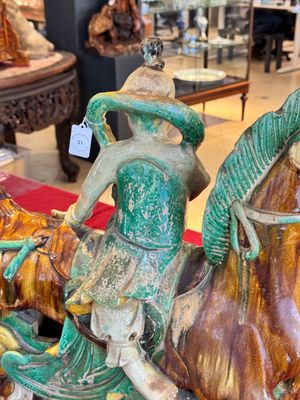 A massive Chinese sancai-glazed roof tile in shape of a horse rider, Ming — photo 11