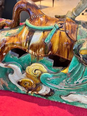 A massive Chinese sancai-glazed roof tile in shape of a horse rider, Ming — photo 13